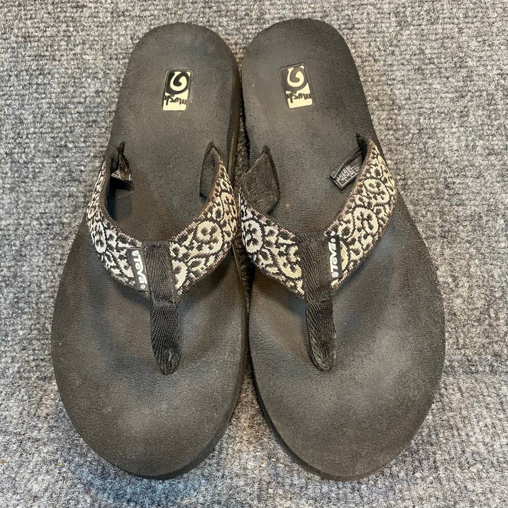 Teva Womens Size 9 Black White Mush II Flip Flop Companera Sandals - Picture 1 of 8